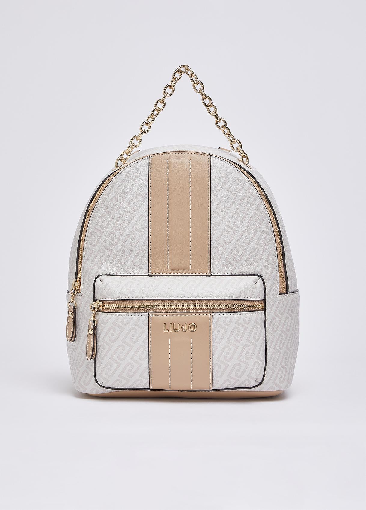 Zaino Liu Jo con Stampa Monogram e Tasca Frontale con Zip Naturale cipria TU | Giò Fashion