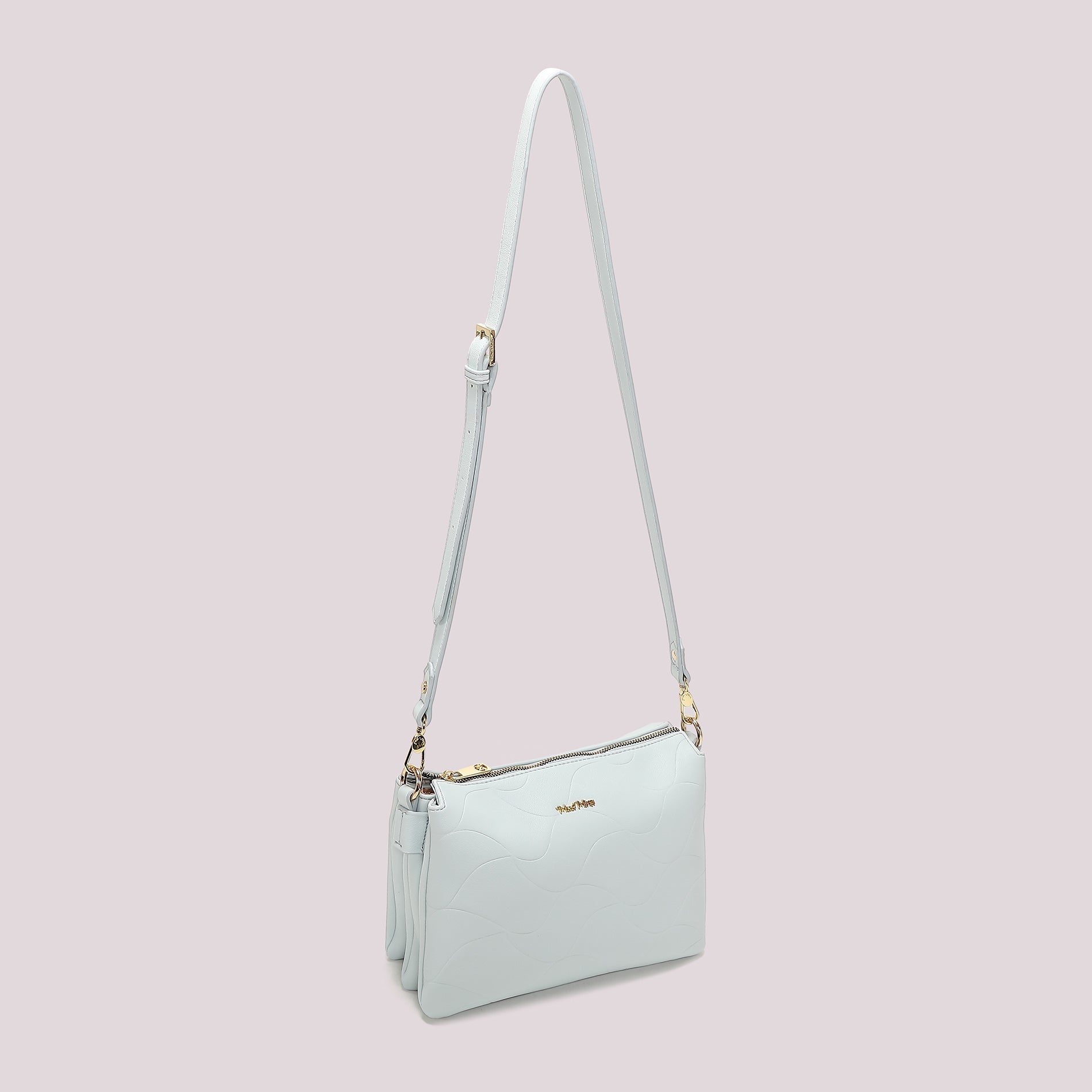 Borsa tracolla donna Mimi Mua con motivo trapuntato e design essenziale CELESTE TU | Giò Fashion