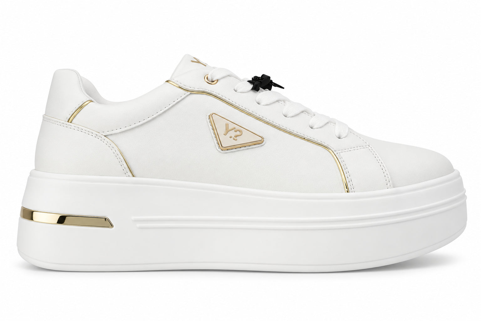 Sneakers Donna Ynot? Bianche Platform con Dettagli Dorati