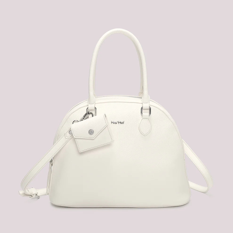 Mimi Mua borsa a mano elegante con tracolla e mini pouch coordinata Bianco TU | Giò Fashion