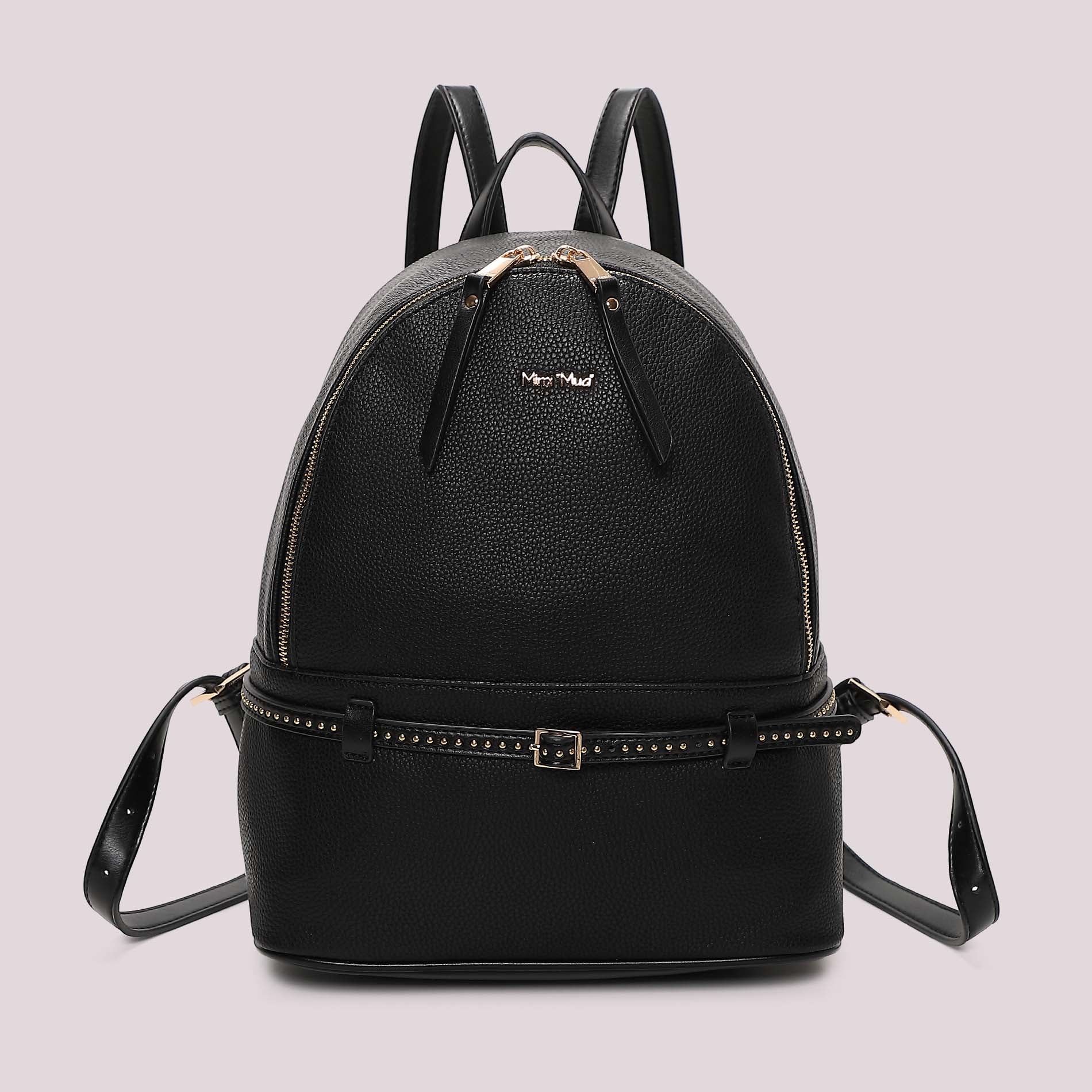 Zaino donna Mimi Mua elegante con zip doppia e dettaglio cintura