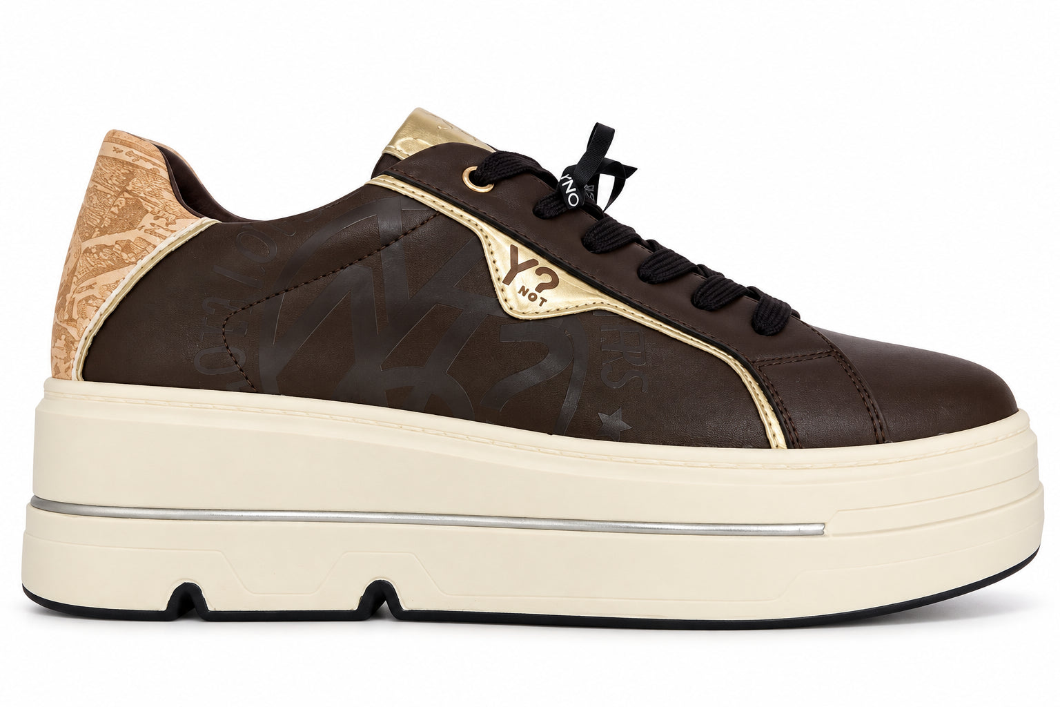 Sneakers Donna Ynot? Platform con Logo e Dettagli Dorati