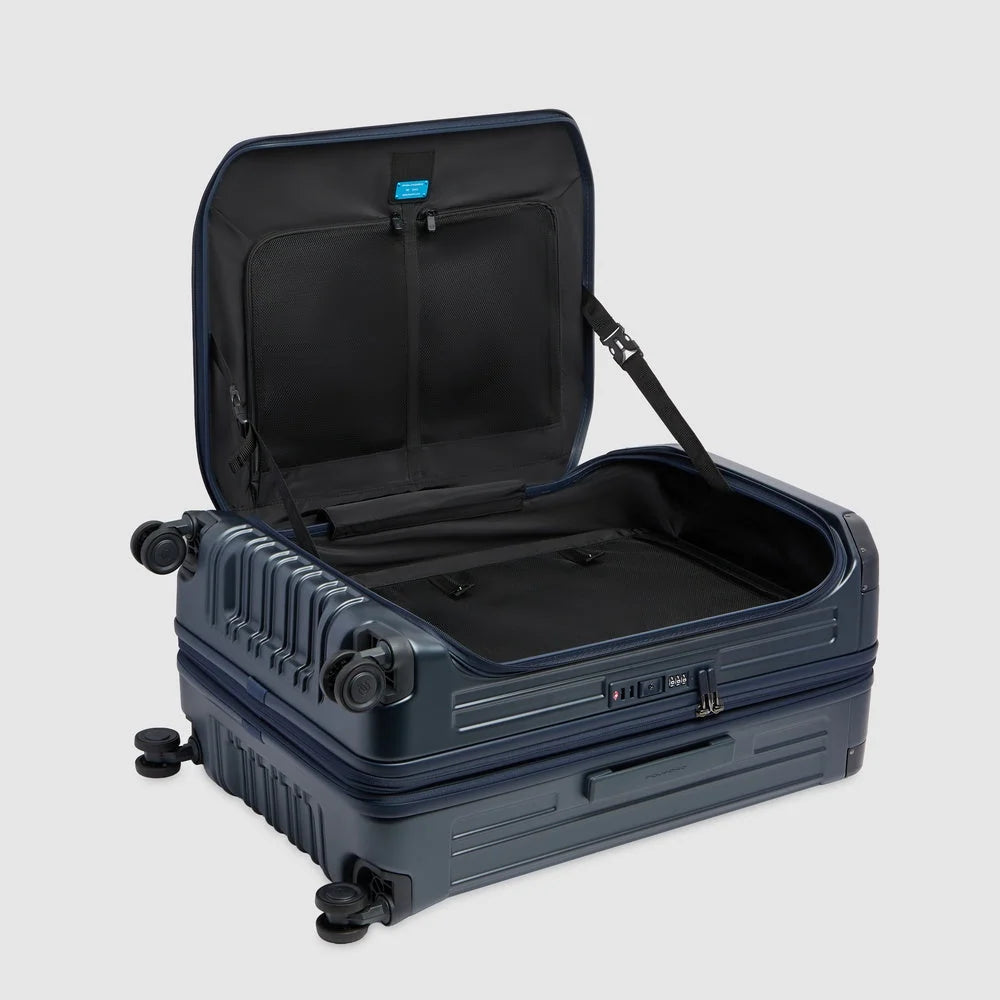Piquadro Trolley Medio Rigido PQ-Light Verde Opaco Espandibile con 4 Ruote