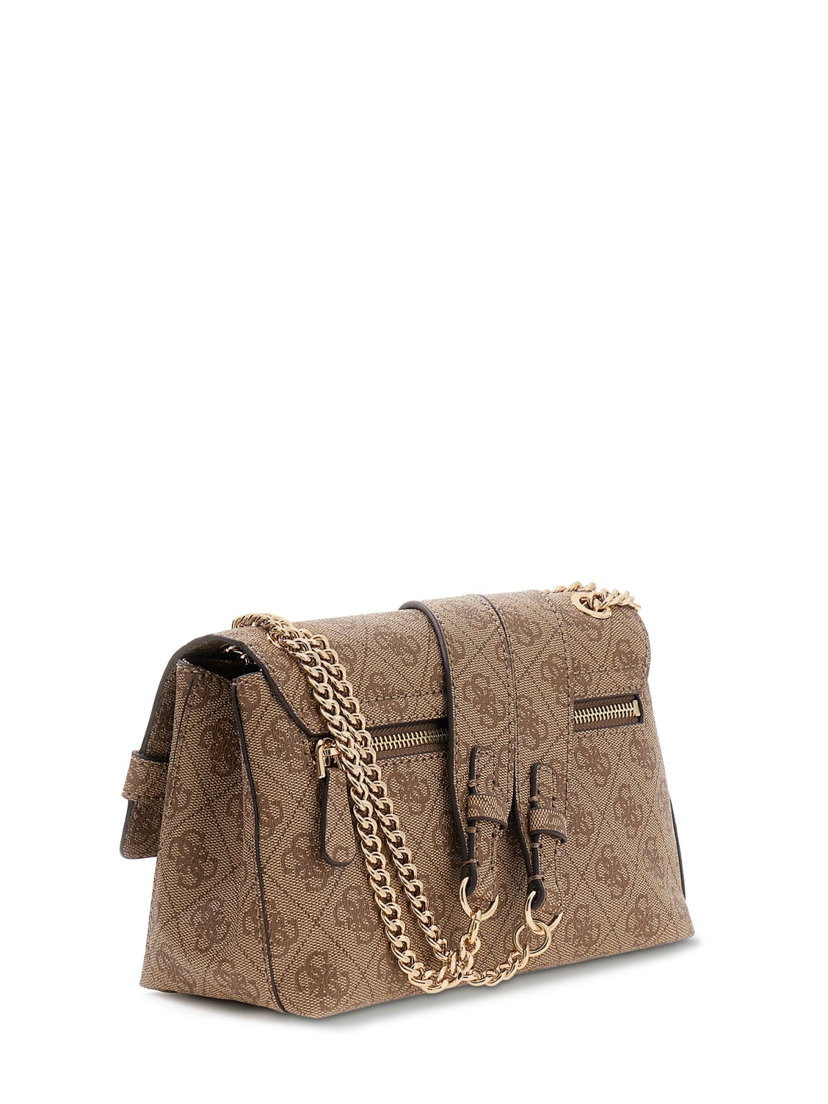 Borsa a tracolla Guess donna logo all over con catena e chiusura frontale LATTE LOGO TU | Giò Fashion