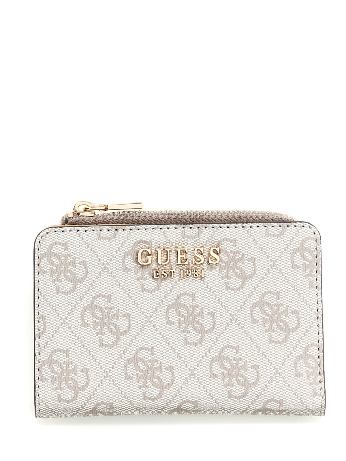 Portafoglio Guess donna logo all over con zip e scritta frontale