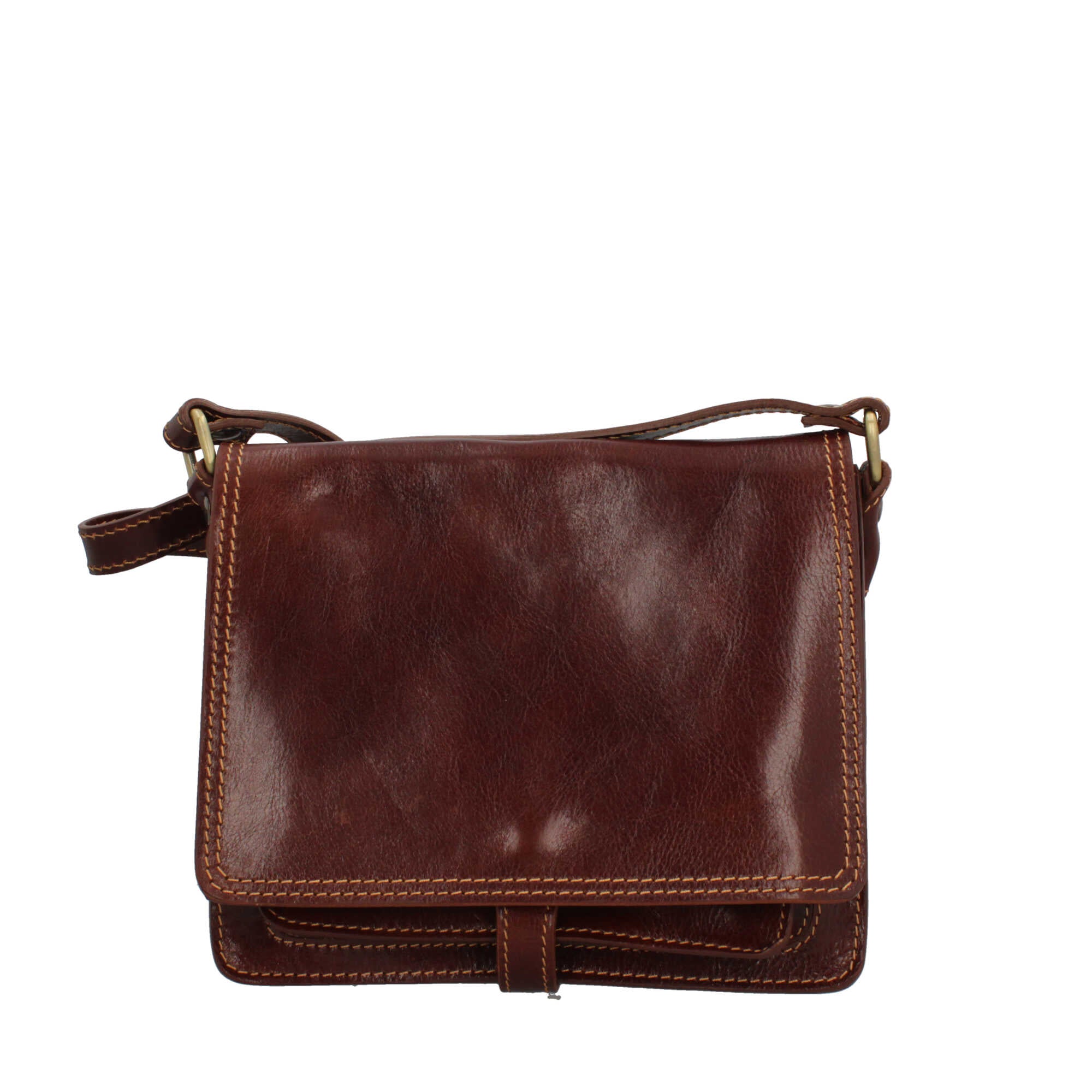 Borsa a tracolla in vera pelle artigianale Made in Italy Marrone TU | Giò Fashion