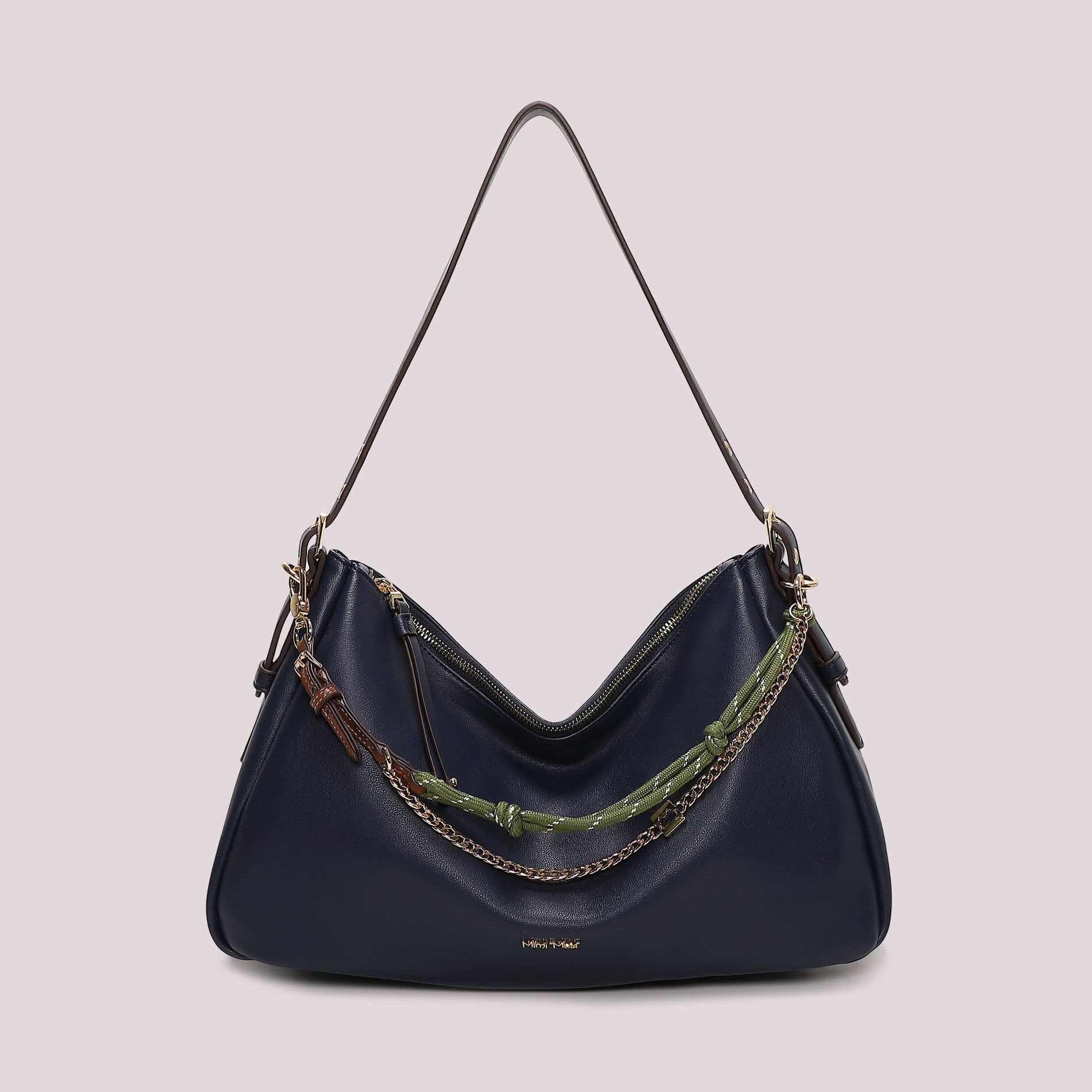 Mimi Mua borsa a spalla con catena decorativa e dettagli pendenti BLU TU | Giò Fashion