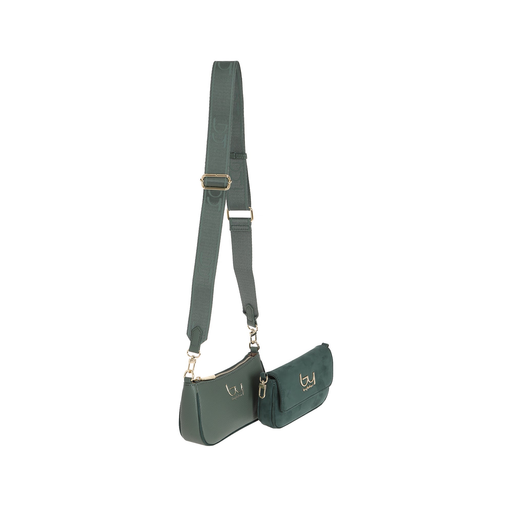 Borsa a tracolla By Byblos effetto scamosciato con logo frontale VERDE TU | Giò Fashion