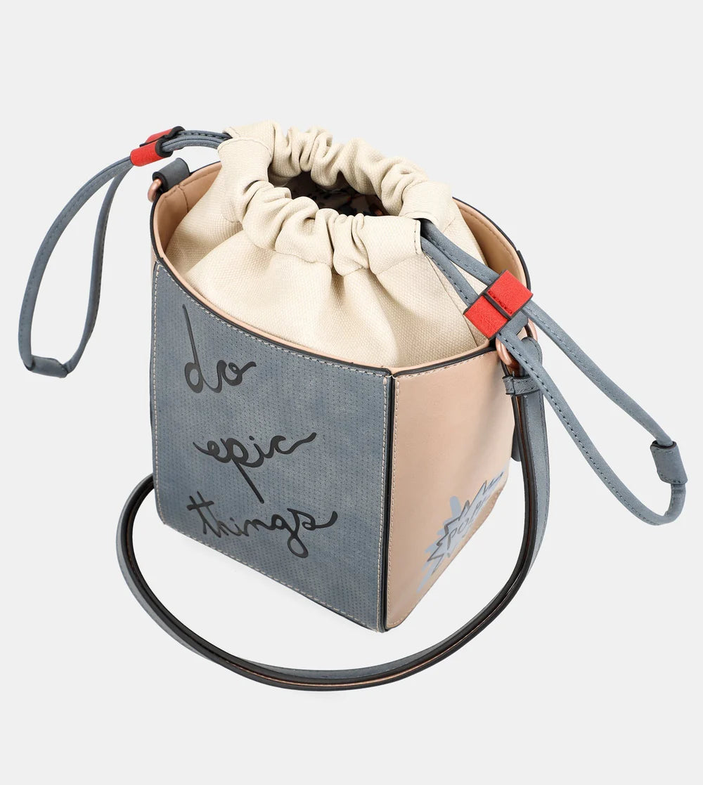 Borsa a tracolla Anekke Fun & Music a sacco con chiusura a cordino Beige TU | Giò Fashion