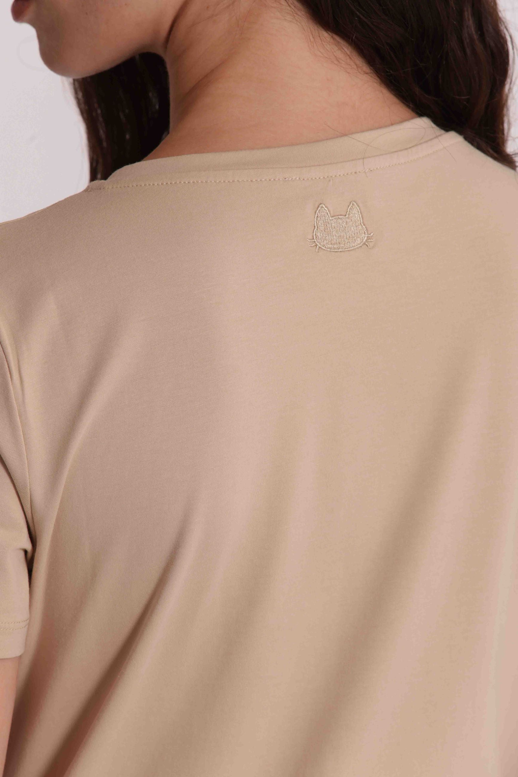 T shirt donna tinta unita design essenziale stile versatile Cammello XXL | Giò Fashion