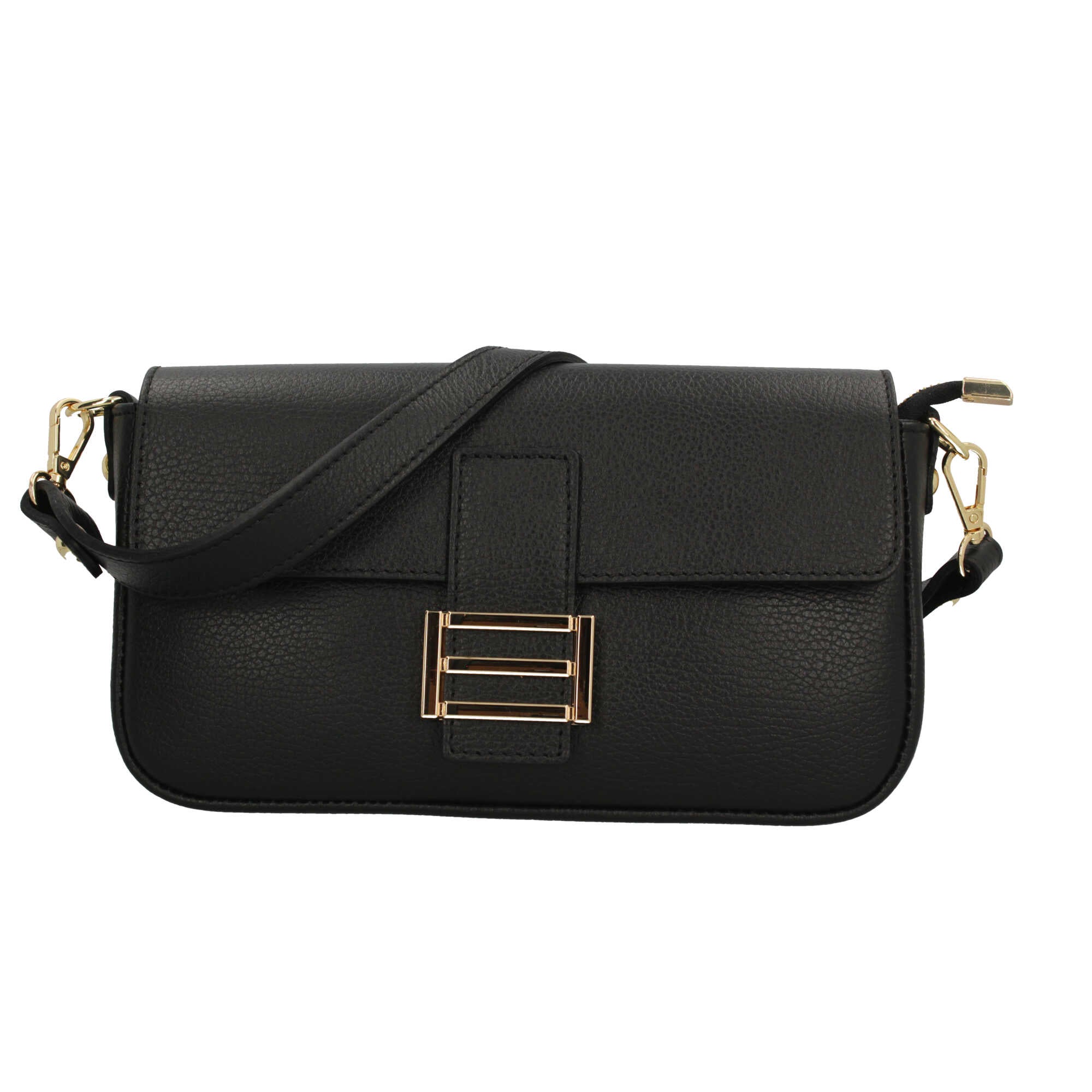 Borsa a tracolla in vera pelle martellata Made in Italy Nero TU | Giò Fashion