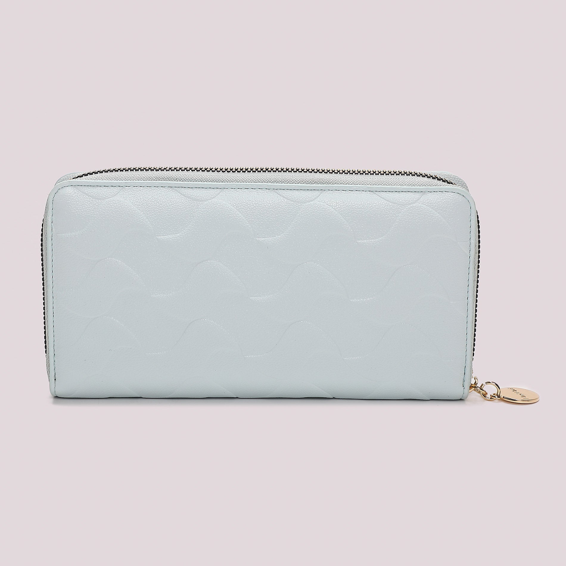 Portafoglio donna Mimi Mua grande zip around con motivo trapuntato elegante CELESTE TU | Giò Fashion