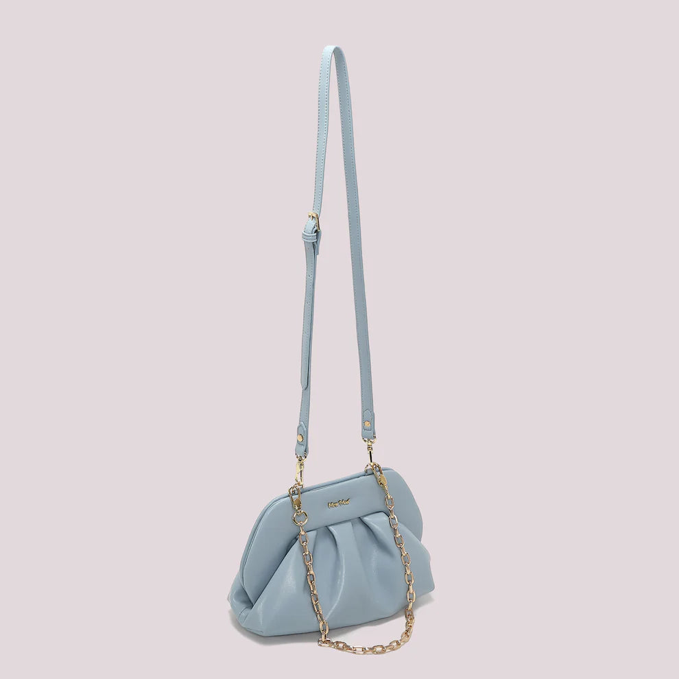 Borsa a Tracolla Donna Mimi Mua con Catena Design Morbido Elegante CELESTE TU | Giò Fashion