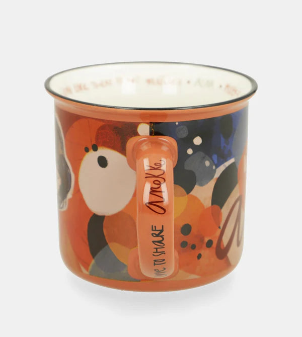 Tazza Anekke in Ceramica con Stampa Artistica e Charm Decorativo Arancione TU | Giò Fashion