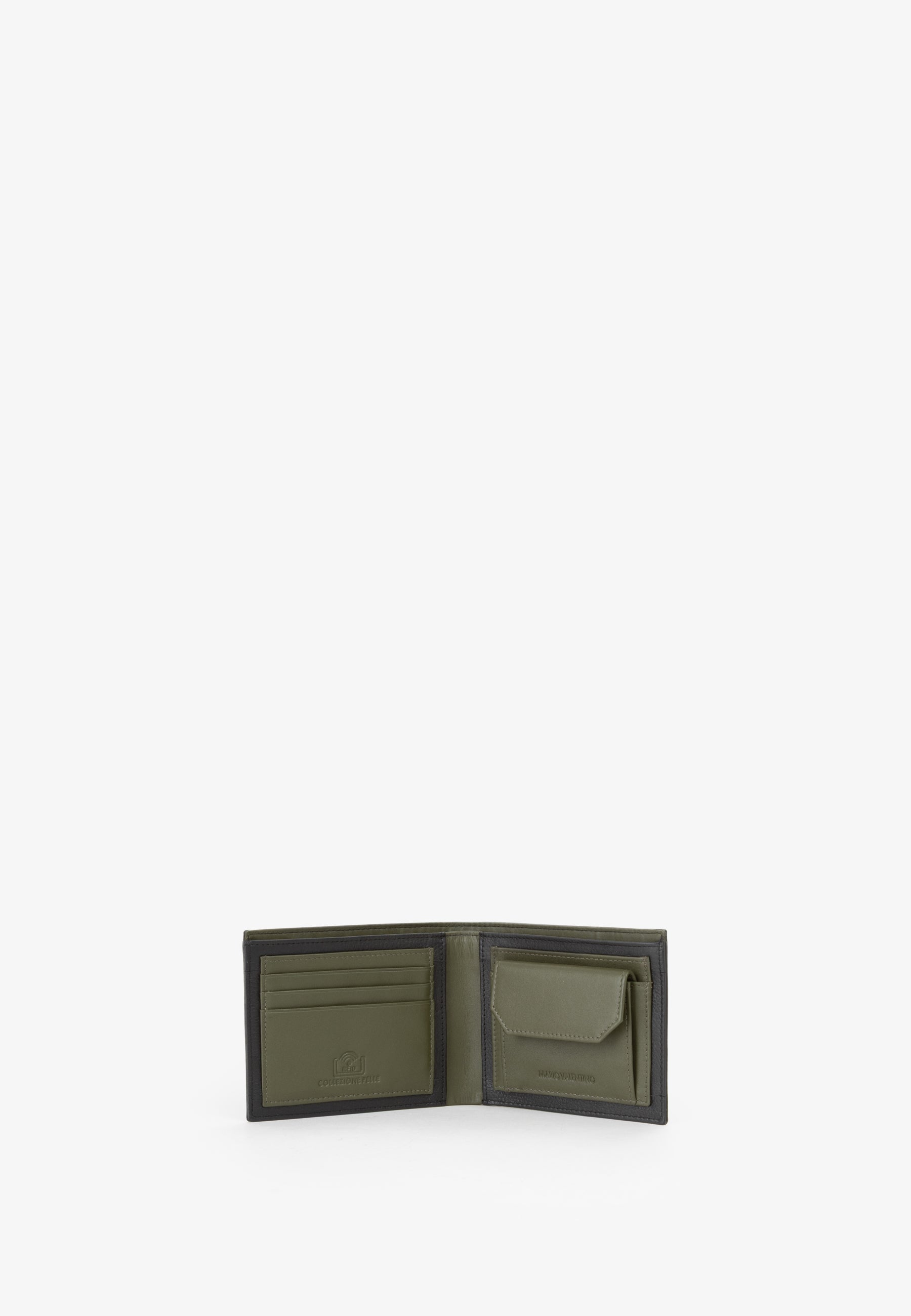 Portafoglio uomo Mario Valentino elegante compatto con logo discreto NERO-MILITARE TU | Giò Fashion