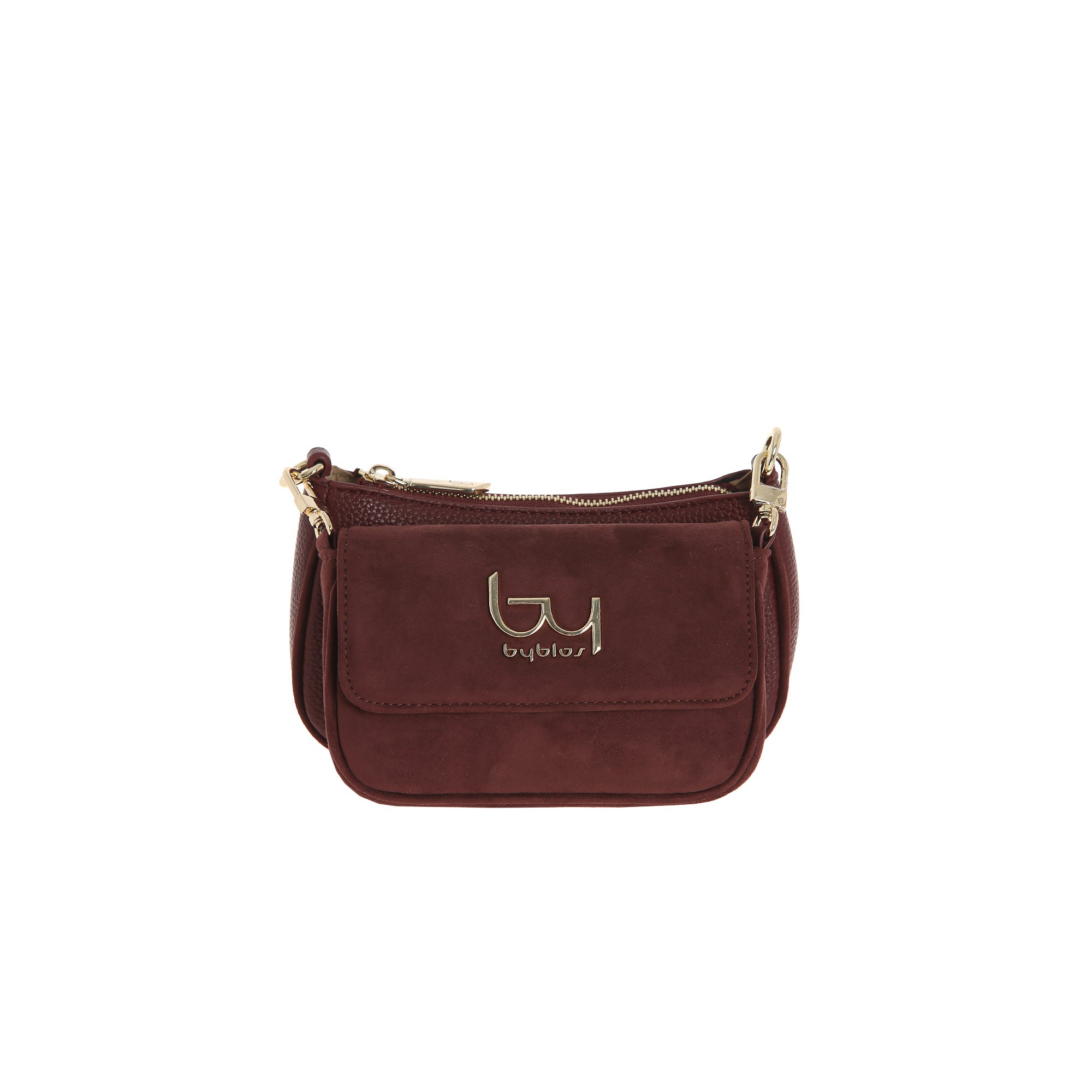 Borsa a tracolla By Byblos effetto scamosciato con logo frontale BORDEAUX TU | Giò Fashion
