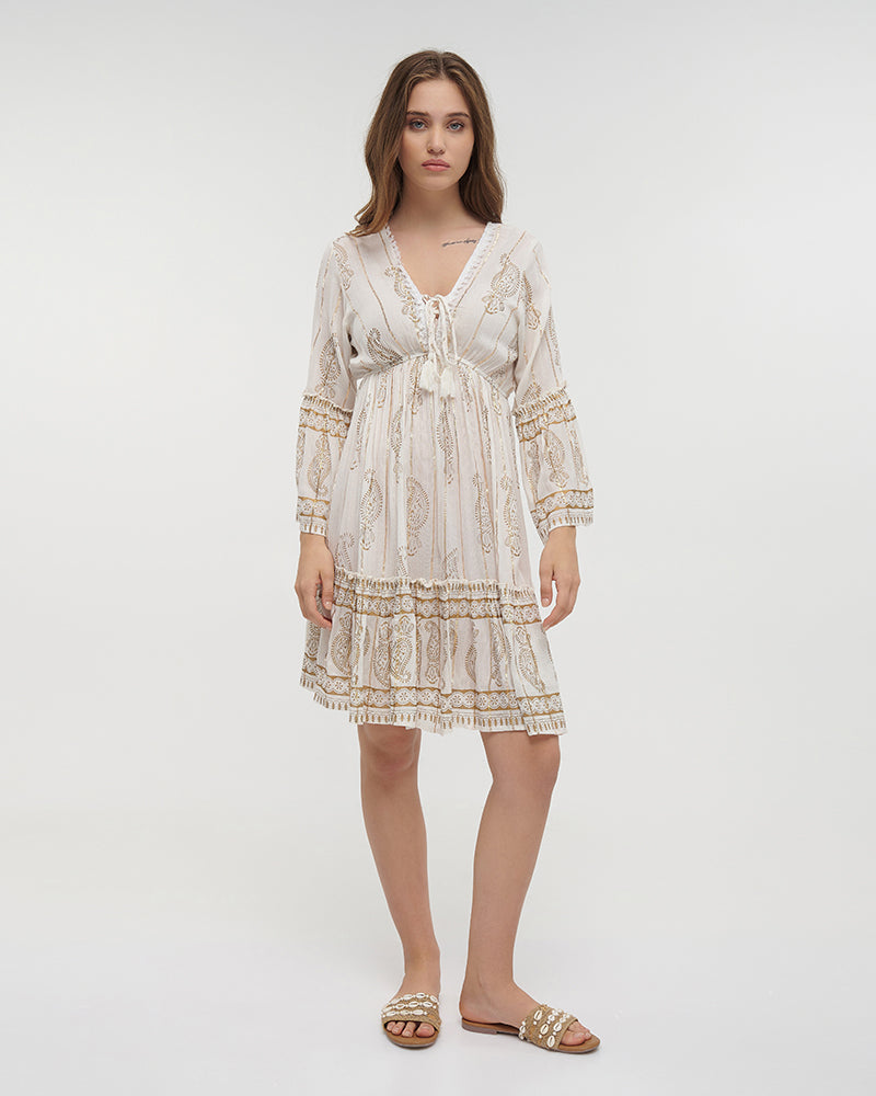 Ble Resort Collection Abito Corto a Maniche Lunghe con Lurex