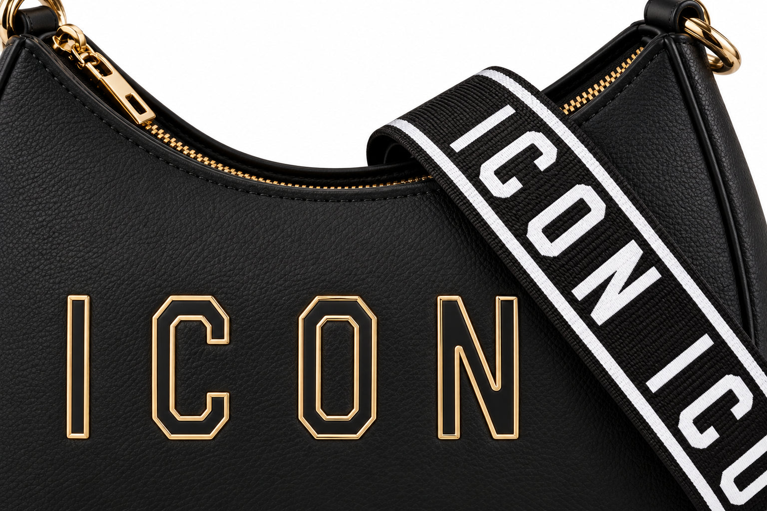 Borsa a spalla con tracolla logata e logo a contorno