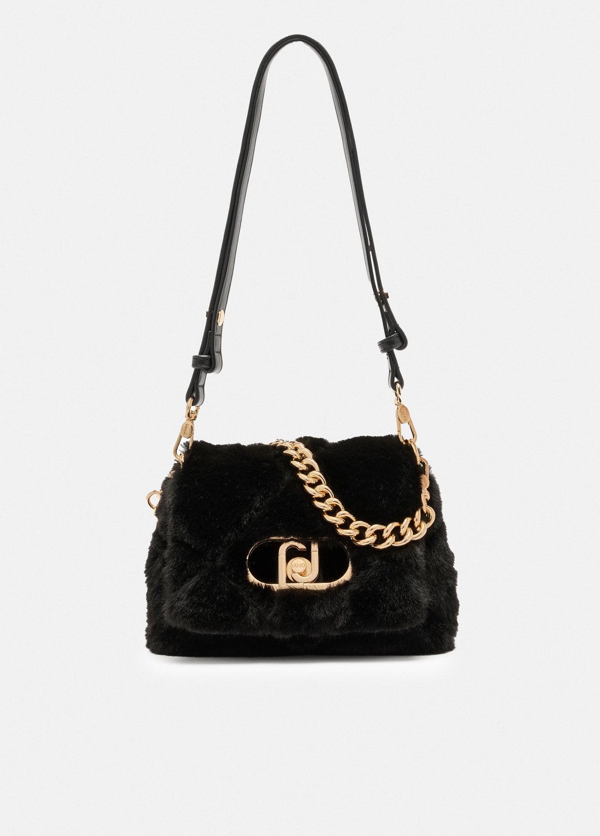 Borsa Liu Jo Puffy effetto pelliccia trapuntata con catena dorata Nero TU | Giò Fashion