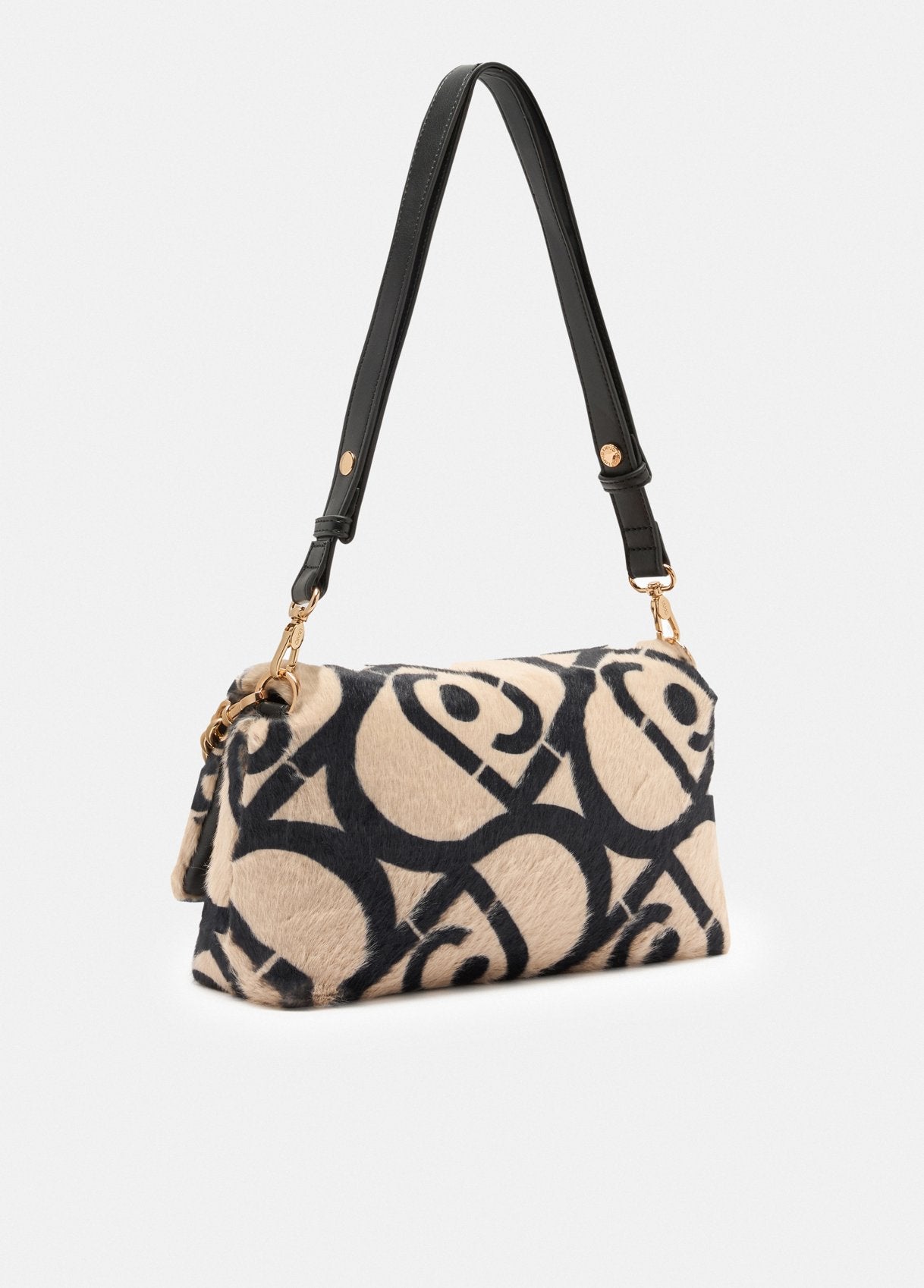 Borsa Liu Jo Puffy effetto pelliccia con logo maxi e catena dorata BEIGE/NERO TU | Giò Fashion
