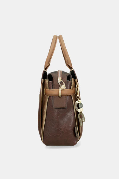Borsa a mano Anekke con tracolla removibile e stampa artistica frontale Marrone TU | Giò Fashion