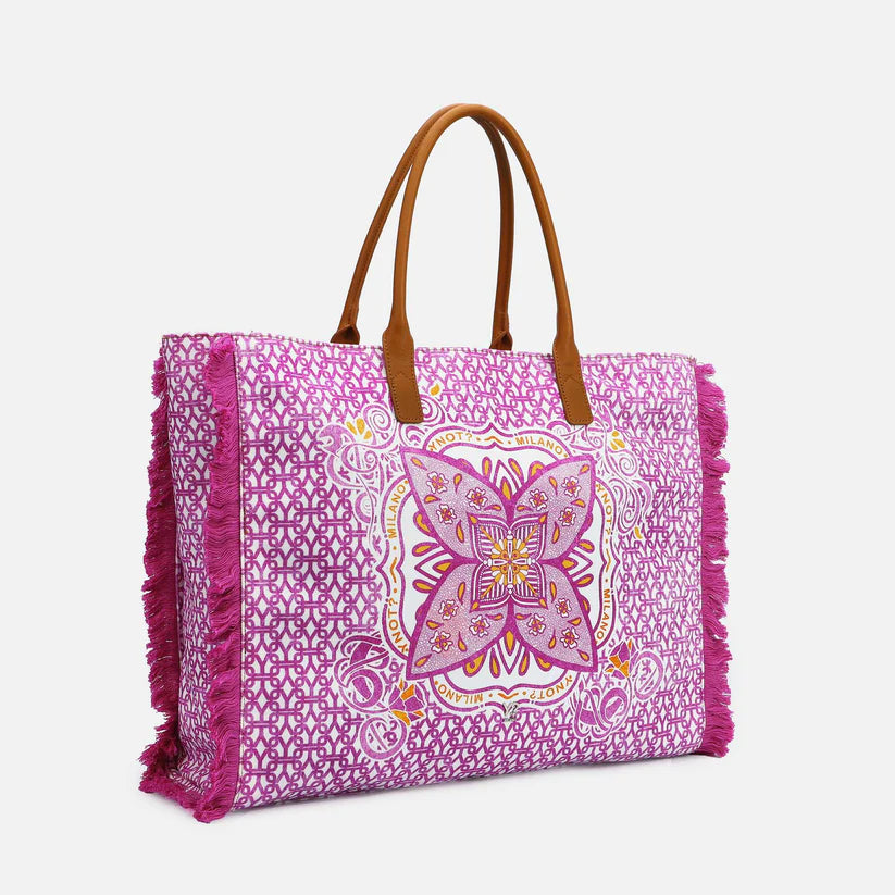YNot Shopper Milano con stampa mandala e frange laterali