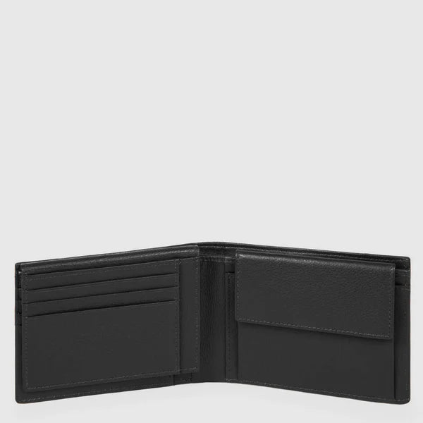 Portafoglio Piquadro in pelle e tessuto con portacarte e portamonete Nero TU | Giò Fashion