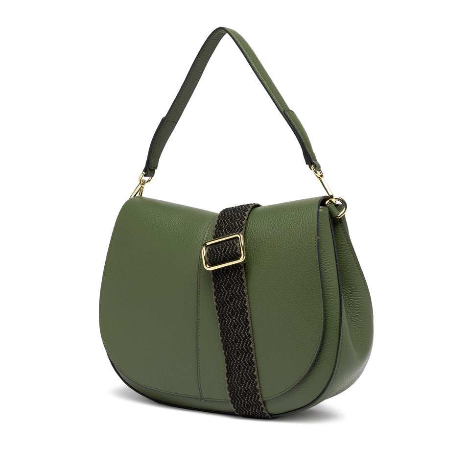 Borsa a spalla Gianni Chiarini Helena Round in pelle con doppia portabilità VERDE TU | Giò Fashion