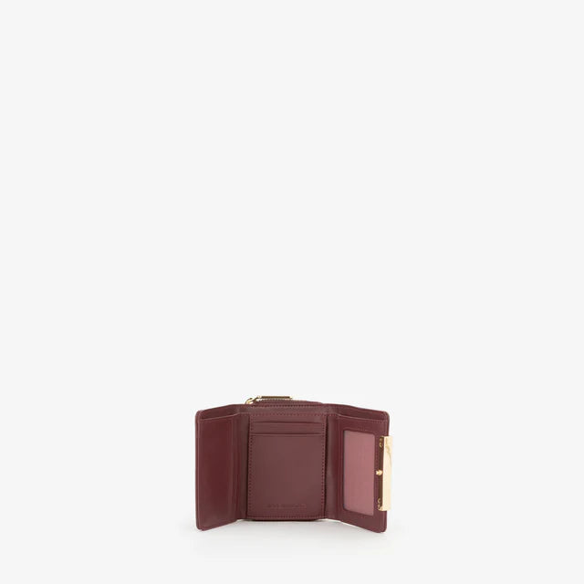 Valentino portafoglio donna compatto con chiusura zip e dettaglio logo BORDEAUX TU | Giò Fashion