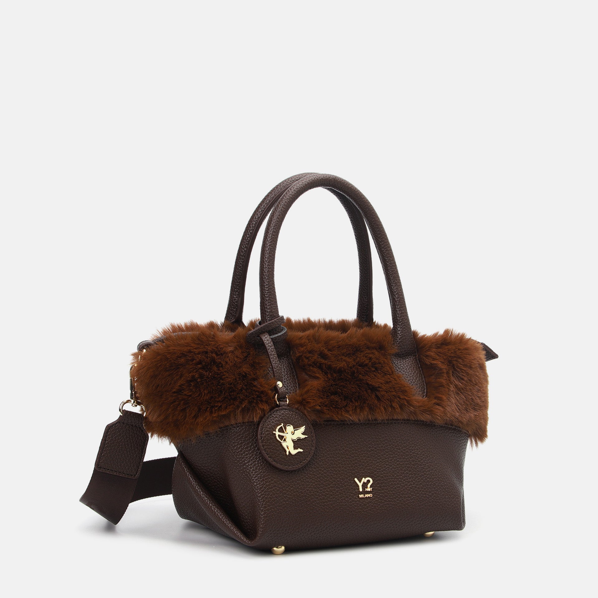Ynot? Start Borsa Tote Donna con Dettaglio in Eco Pelliccia