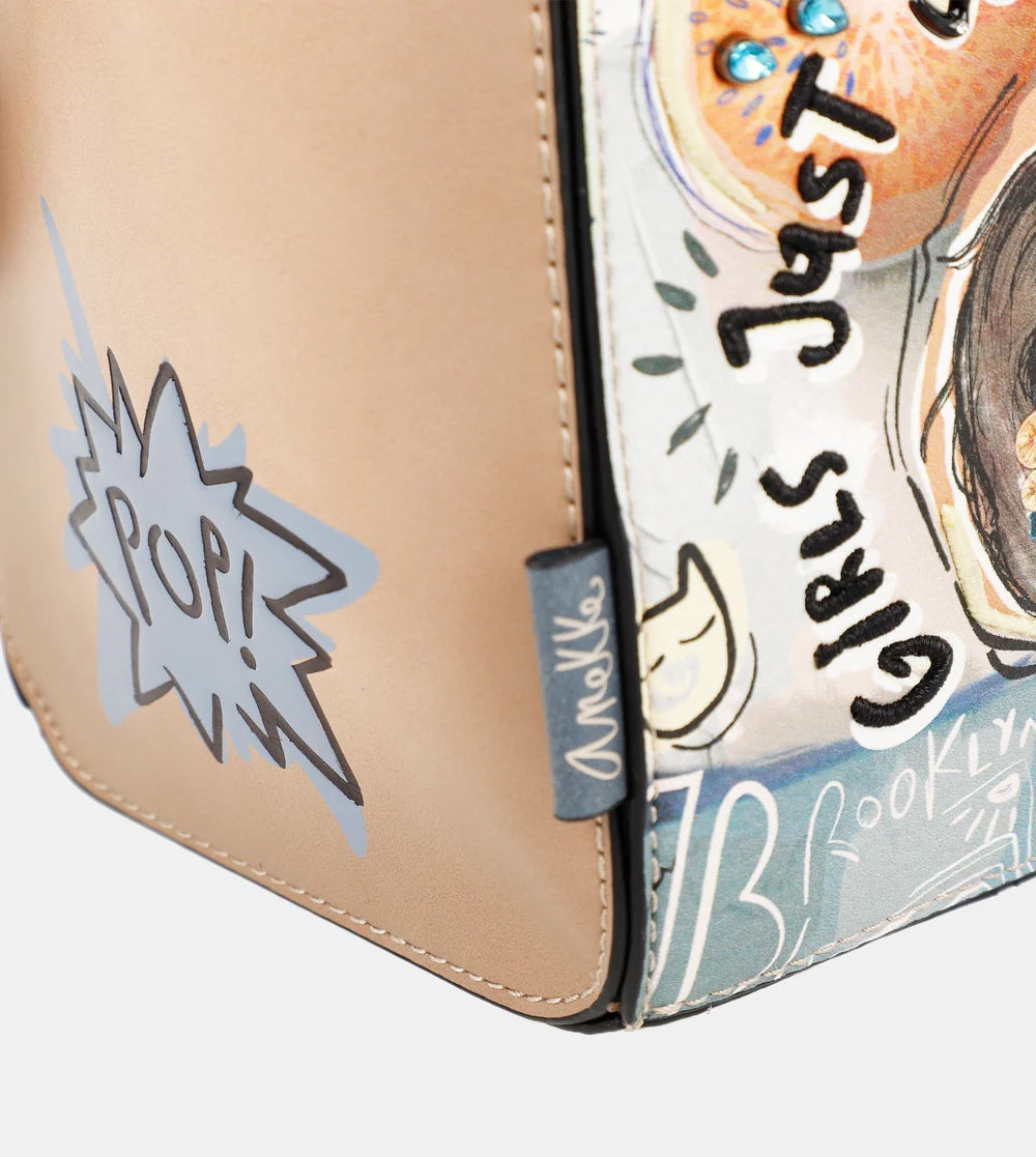 Borsa a tracolla Anekke Fun & Music a sacco con chiusura a cordino Beige TU | Giò Fashion
