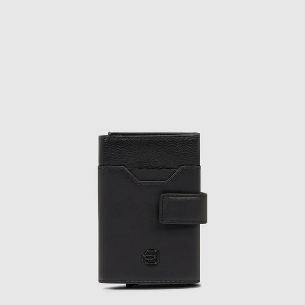 Portafoglio compatto Piquadro in pelle e metallo con porta carte rigido NERO TU | Giò Fashion