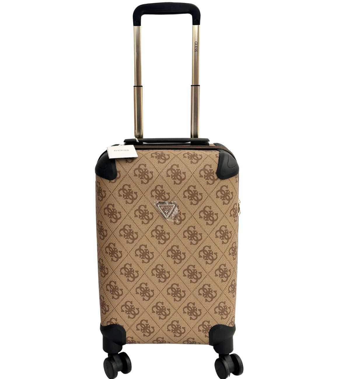 Trolley Guess con logo 4G e quattro ruote Beige TU | Giò Fashion