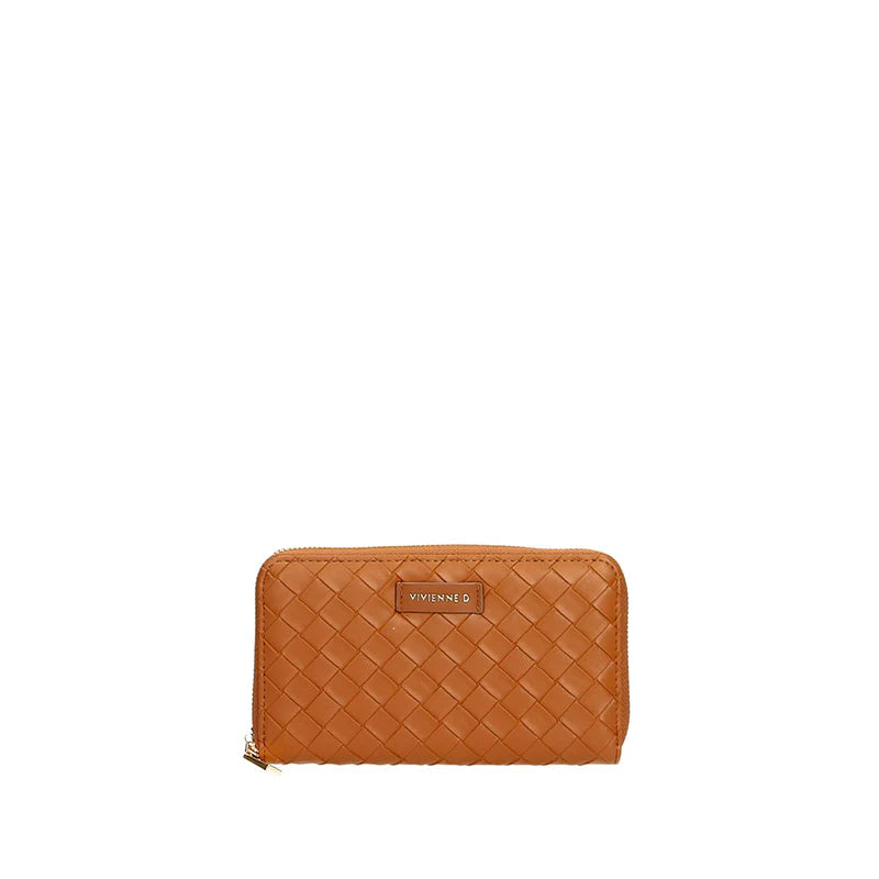 Portafoglio Vivienne D donna grande con zip design elegante trapuntato Cuoio TU | Giò Fashion