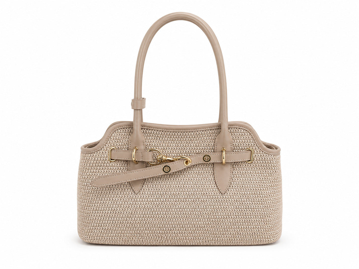 Borsa a Spalla Vera Pelle Donna con Dettagli Metallici