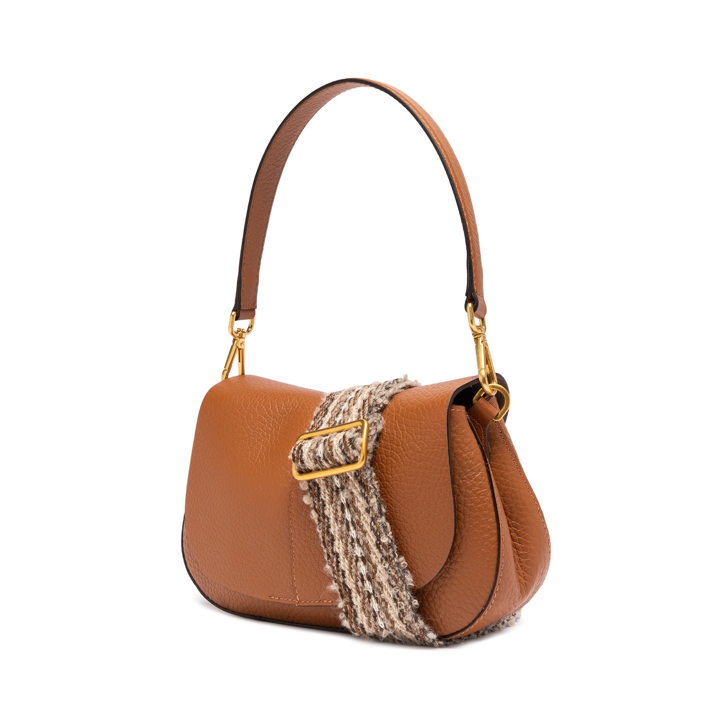Borsa Gianni Chiarini Helena Round in pelle con doppia tracolla CUOIO TU | Giò Fashion