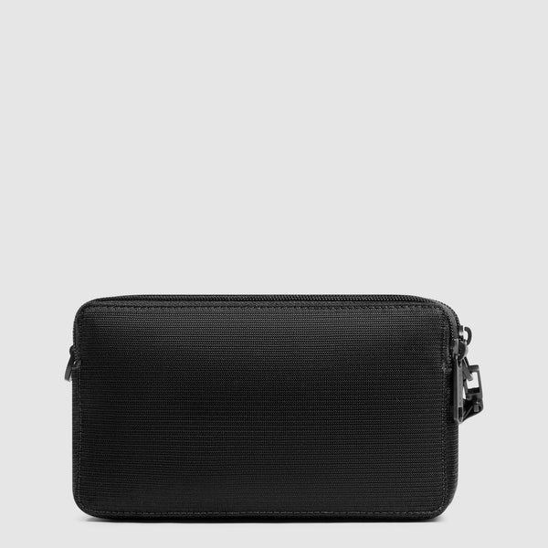 Pochette Piquadro in tessuto e pelle con polsiera removibile Nero TU | Giò Fashion