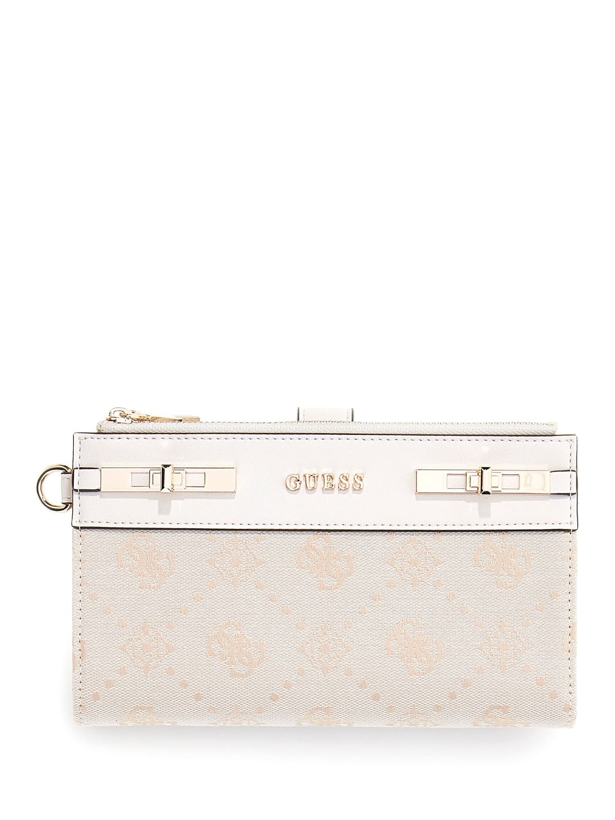 Portafoglio Guess donna con stampa logo all over e dettagli metallici