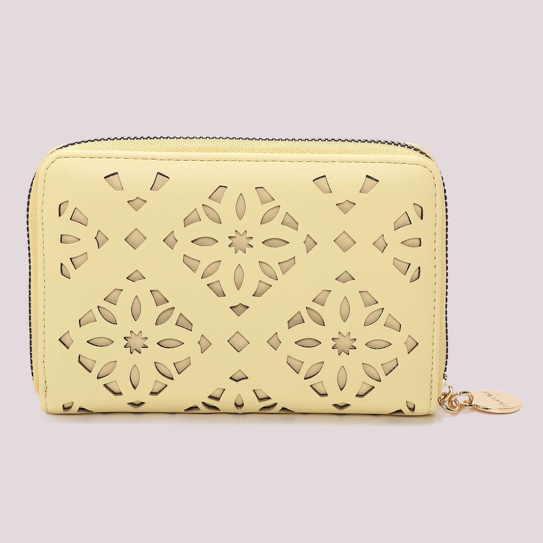 Portafoglio donna Mimi Mua zip around traforato con design decorativo elegante GIALLO CHIARO TU | Giò Fashion