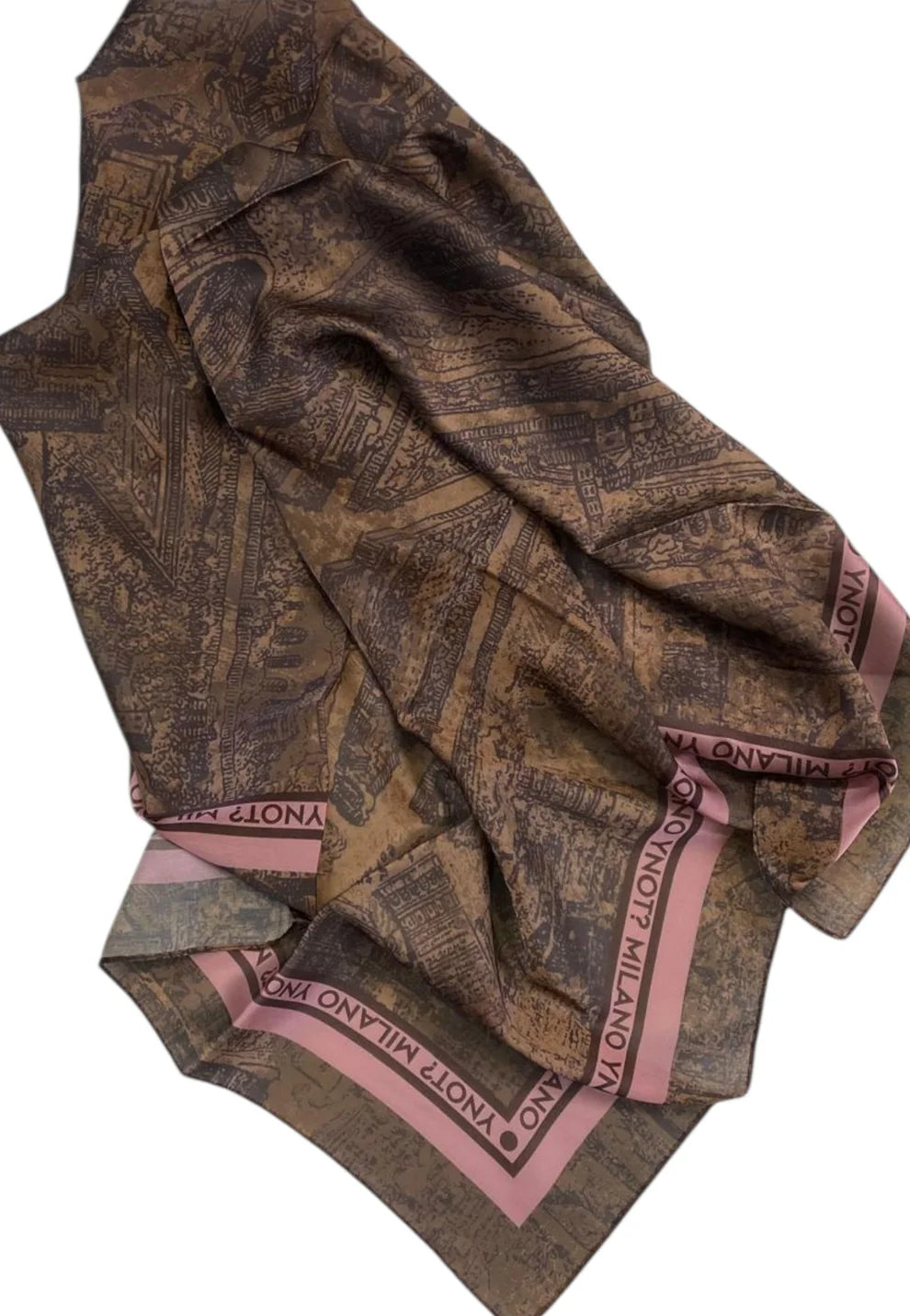 Foulard Y Not con bordo logato elegante Marrone TU | Giò Fashion
