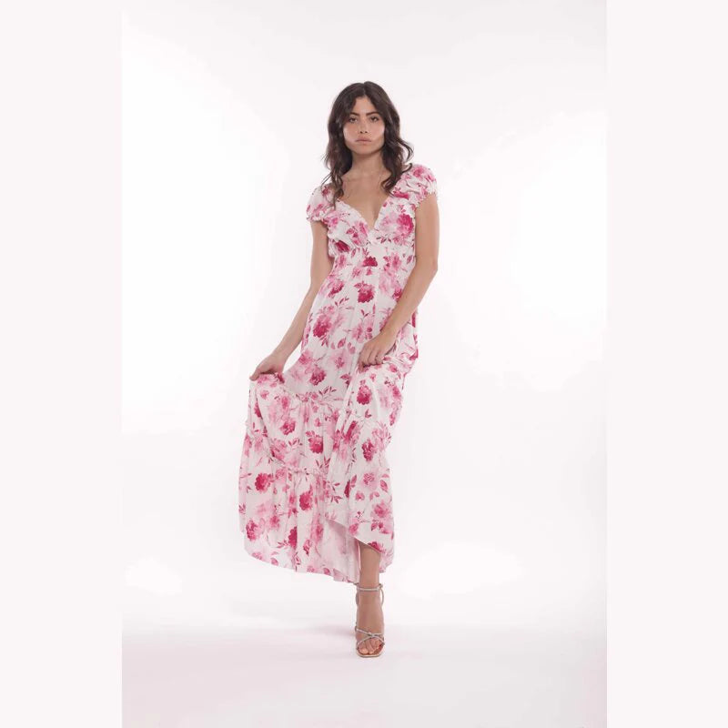 Mimi Muà JJAM-4402 – Abito Lungo Donna a Fantasia Floreale