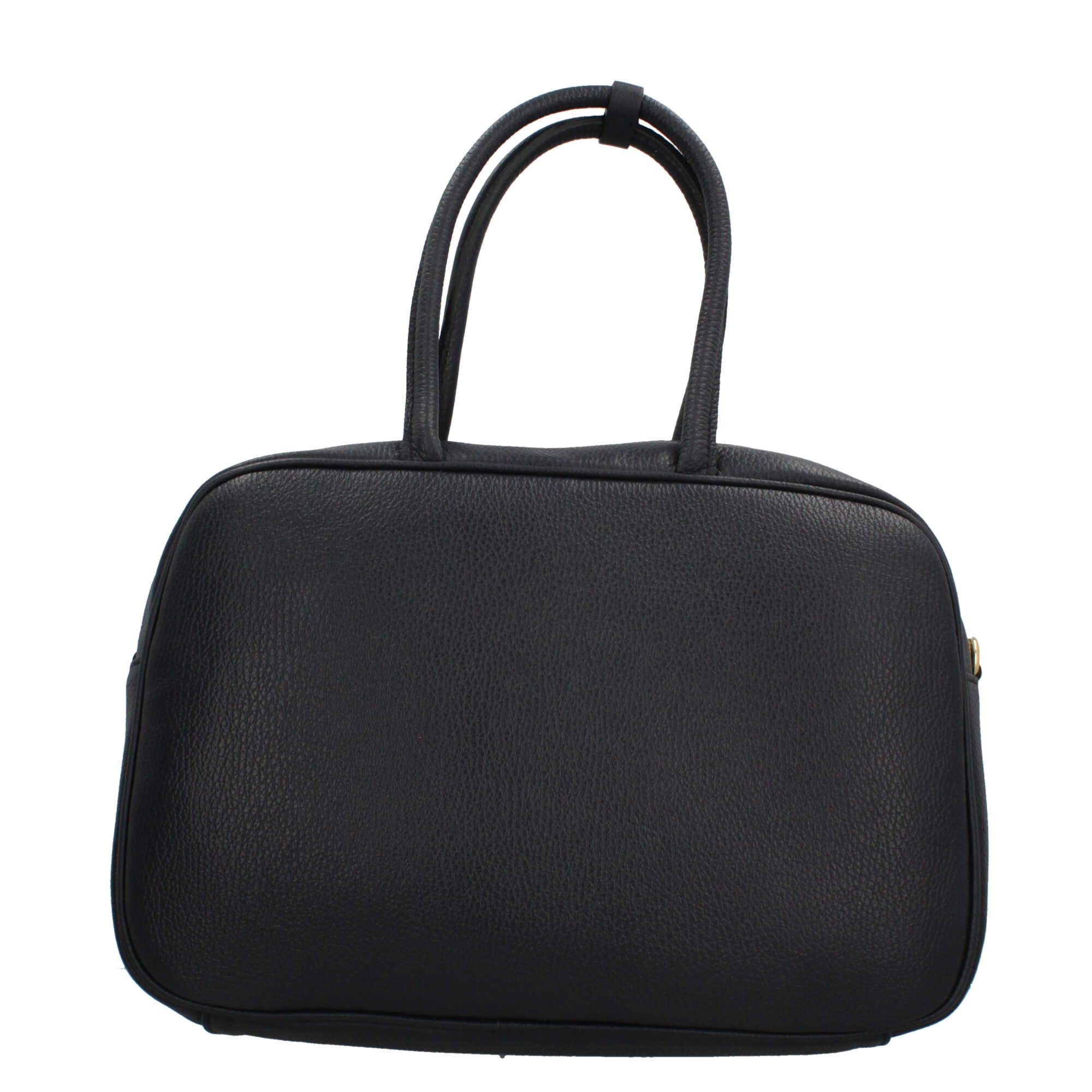 Borsa a mano Made in Italy in pelle martellata con doppio manico e tracolla Nero TU | Giò Fashion