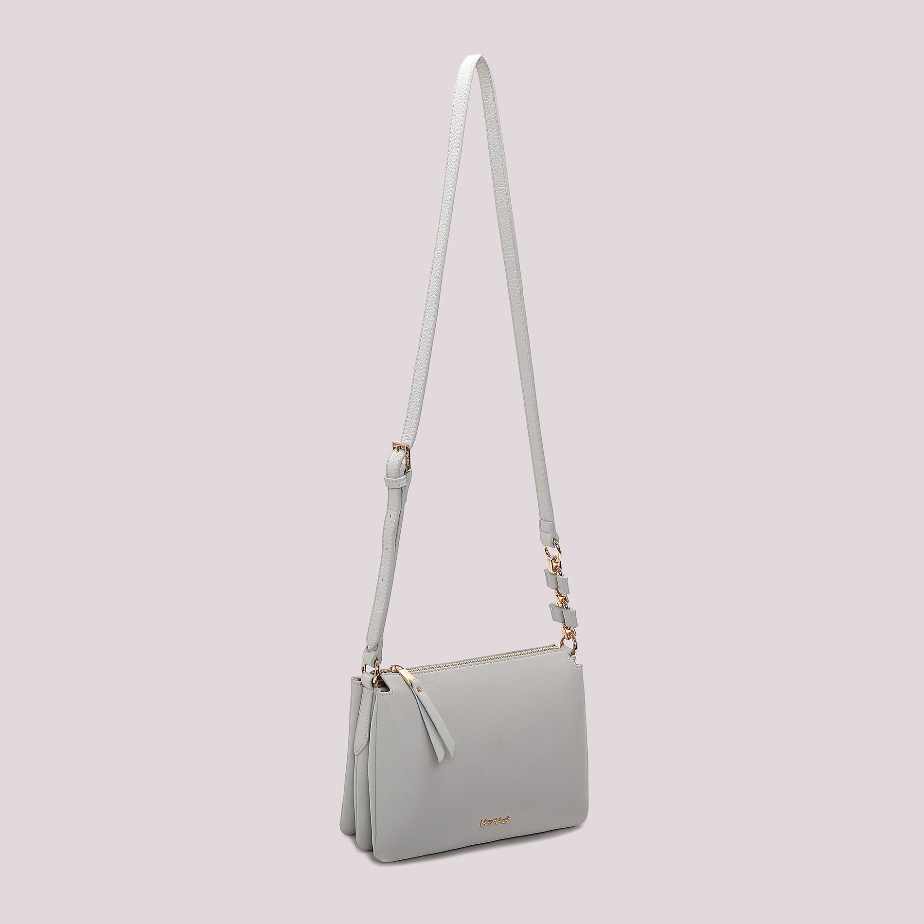 Borsa tracolla Mimi Mua minimal con zip e dettaglio catena Blu TU | Giò Fashion