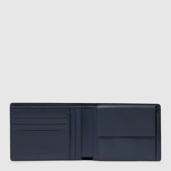 Portafoglio Piquadro in pelle con porta monete e 4 fessure carte BLU TU | Giò Fashion