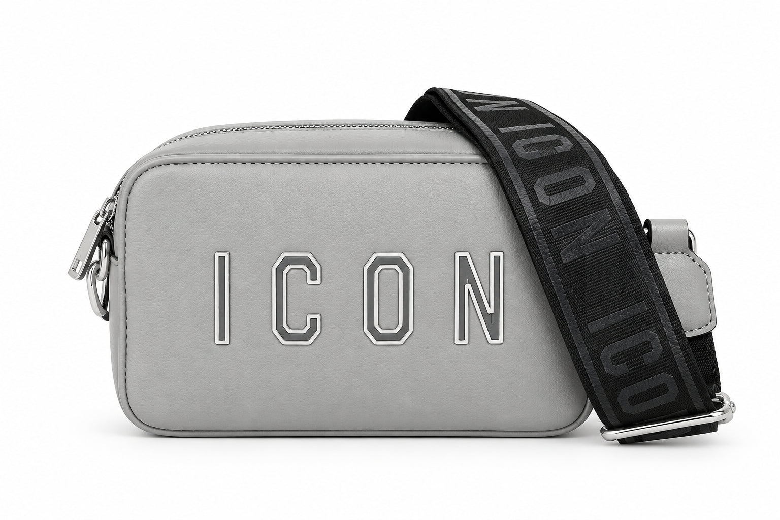 Borsa camera bag con tracolla logata e scritta