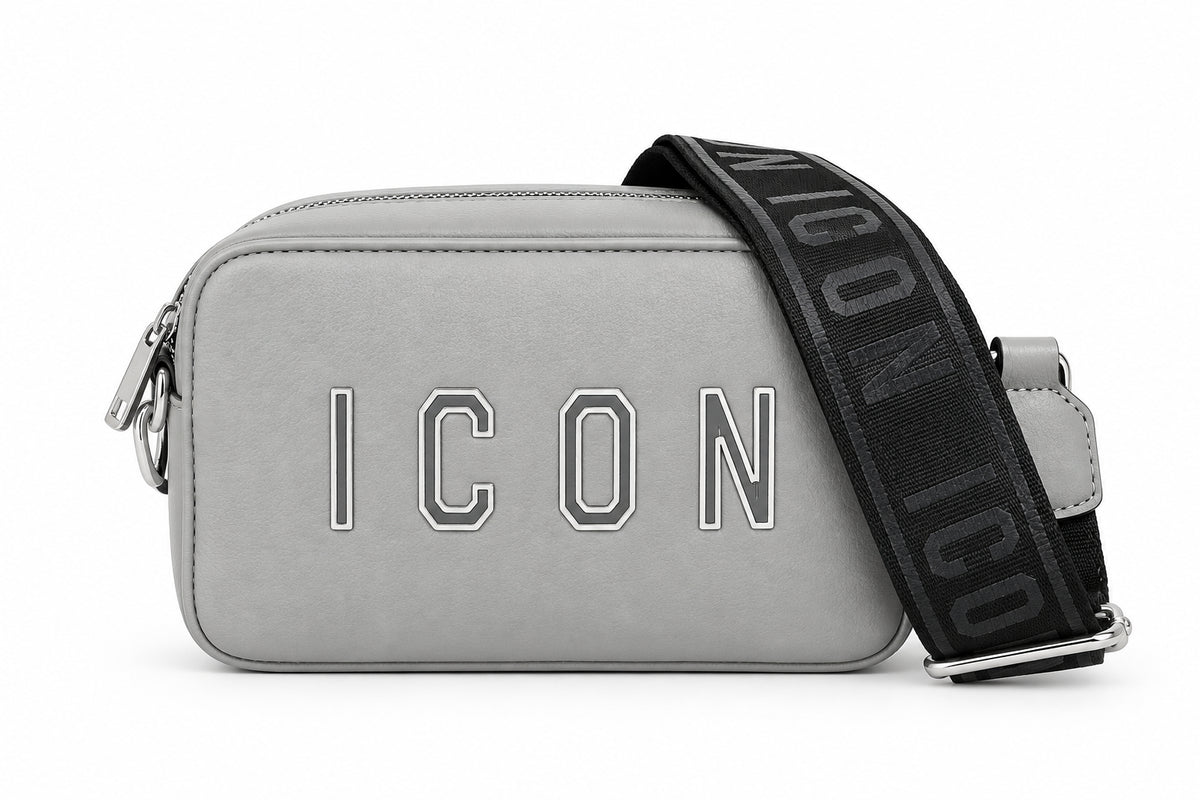 Borsa camera bag con tracolla logata e scritta