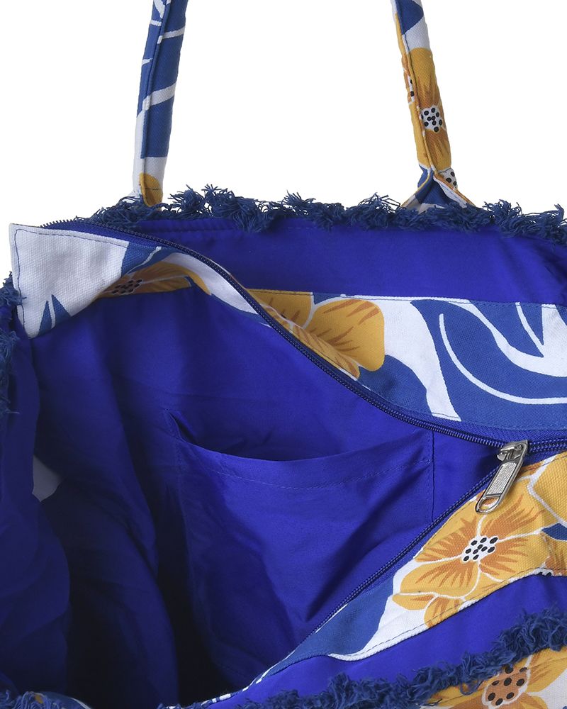 Ble Resort Collection Borsa in Canvas Arancione e Blu e Bianco