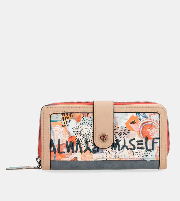 Portafoglio grande Anekke Life is Fantastic con zip e applicazioni