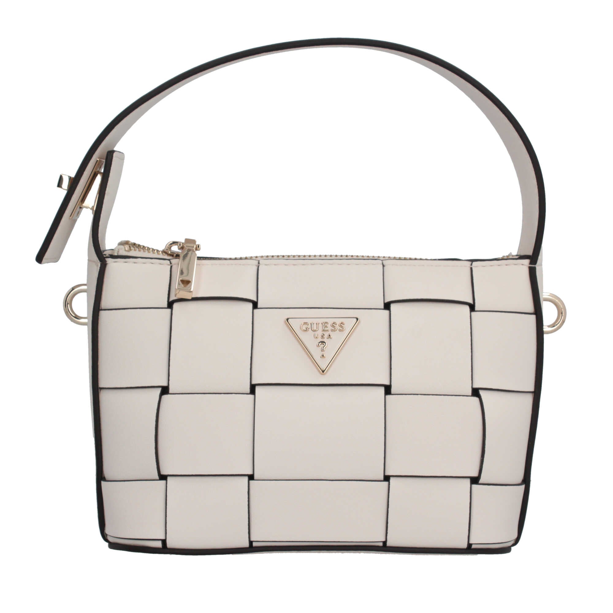 Borsa a spalla Guess intrecciata con logo frontale Beige TU | Giò Fashion