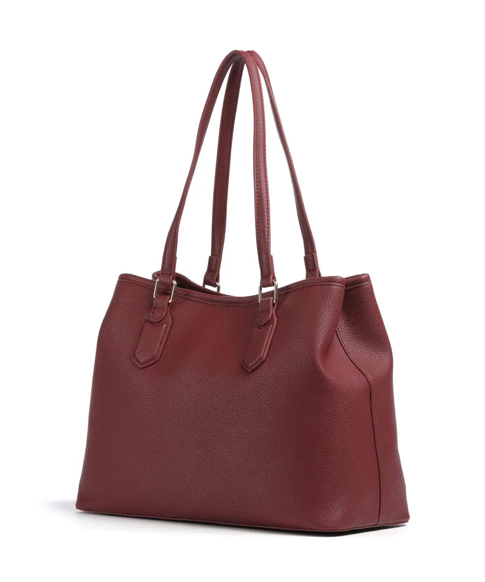 Shopping bag Valentino Brixton in nappa con doppio manico e finitura effetto grana BORDEAUX TU | Giò Fashion